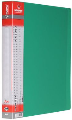 Папка пластикова А4/60 файлів 650/25мкн. PР, зелена NORMA - 2