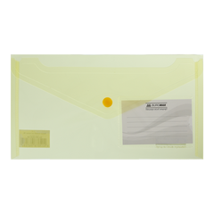 Папка-конверт TRAVEL, на кнопке, DL, глянцевый прозрачный пластик, желтая - 1
