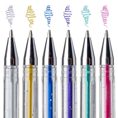 Ручки гелевые YES Glitter набор 6 шт - 3