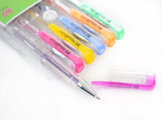 Ручки гелевые YES Glitter набор 6 шт - 4