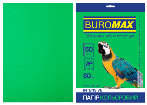 Бумага цветная INTENSIVE, зеленая, 50 л., А4, 80 г/м&sup2; - 2