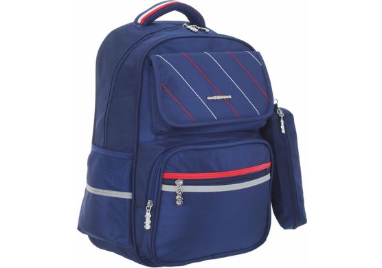 Рюкзак шкільний 16,5" на 4 відділення з косметичкою, синій 42,5*30*15,5см. CFS - 3