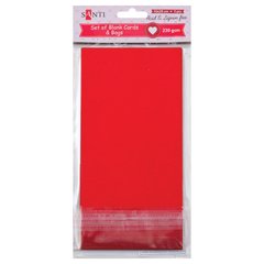 Набір червоних заготівок для листівок, 10см*20см, 230г/м2, 5 шт - 1