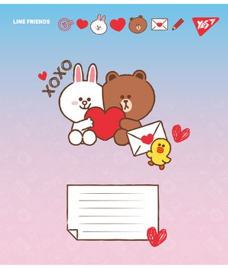 Зошит шкільний Yes Line Friends. Love letter А5 12 аркушів коса лінія - 5