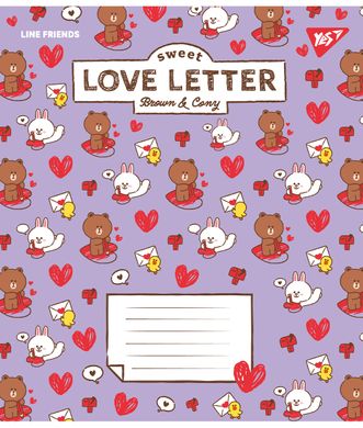 Тетрадь школьная Yes Line Friends. Love letter А5 12 листов косая линия - 4