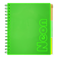 Зошит на пружині NEON, В5 (170x205), 120 арк, клітинка, 3 PVC розділювачі, PVC обкладинка, зелений - 1