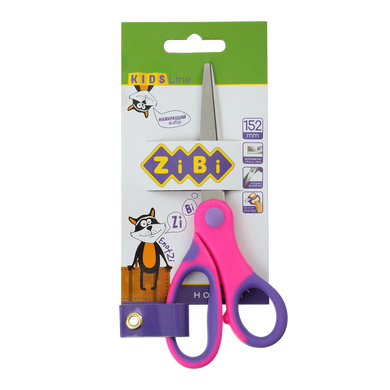 Ножницы детские 152 мм с гибким резиновым кольцом и резиновыми вставками, розовые, KIDS Line - 1