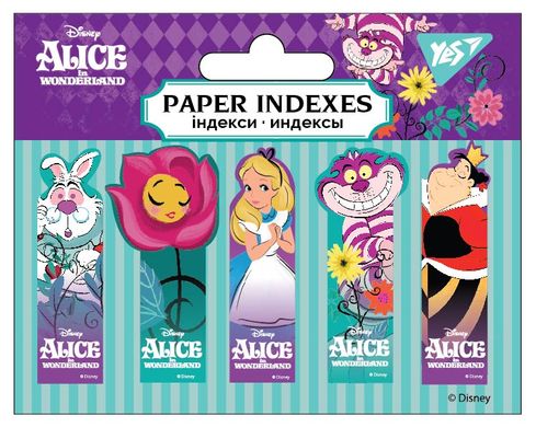 Індекси паперові YES "Alice in Wonderland" 50x15мм, 100 шт (5x20) - 1