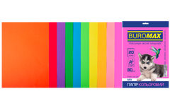 Набір кольорового паперу NEON+INTENSIVE, 10 кол., 20 арк., А4, 80 г/м&sup2; - 1