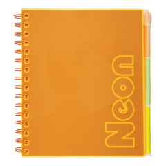 Зошит на пружині NEON, В5 (170x205), 120 арк, клітинка, 3 PVC розділювачі, PVC обкладинка, помаранчевий - 1
