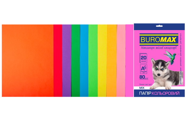 Набір кольорового паперу NEON+INTENSIVE, 10 кол., 20 арк., А4, 80 г/м² - 1