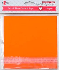 Набор оранжевых заготовок для открыток, 15см*15см, 230г/м2, 5шт - 1