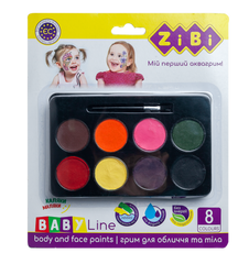 Фарби для гриму обличчя та тіла на водній основі, 8 кольорів, BABY Line - 1