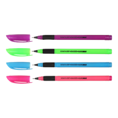 Ручка масляна SONATA GRIP, 0,5 мм, гум. грип, тригр. корпус, сині чорнила - 1