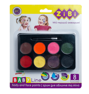 Краски для грима лица и тела на водной основе, 8 цветов, BABY Line - 1