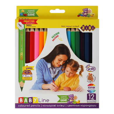 Кольорові олівці JUMBO, з чинкою 12 кольорів, BABY Line - 3