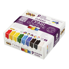 Гуаш CLASSIC 9 кол. х 20мл, в карт.коробці, KIDS Line - 1