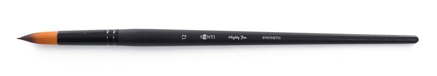 Кисть художественная синтетика "Santi Highly Pro", длинная ручка, круглая, №12 - 4