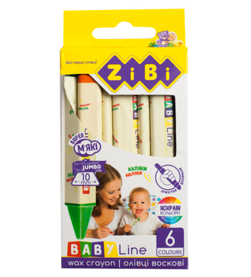 Карандаши восковые JUMBO, 6 цветов, трехгранные, BABY Line - 2