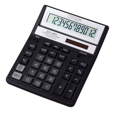 Калькулятор Citizen SDC-888 ХBK, 12 разрядов, черный - 2
