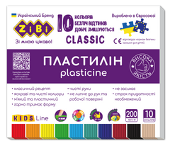 Пластилін CLASSIC 10 кольорів, 200г, KIDS Line - 1