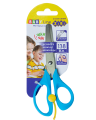 Ножницы детские 138 мм с пружиной, синие, BABY Line - 1