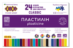 Пластилін CLASSIC 24 кольорів, 480г, KIDS Line - 1