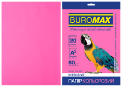 Папір кольоровий INTENSIVE, А4, малинов., 20 арк., 80 г/м&sup2; - 1