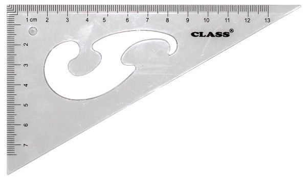 Треугольник пластиковый прозрачный 13*7,5см./60° CLASS - 2