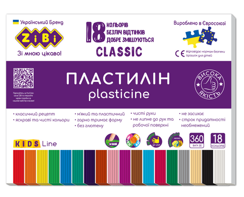 Пластилин CLASSIC 18 цветов, 360г, KIDS Line - 2