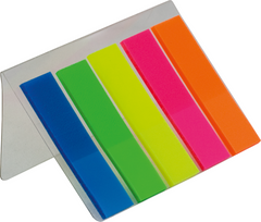 Закладки пластиковые NEON, с клейким слоем, 45x12 мм, 5 цв. по 25 л. - 1