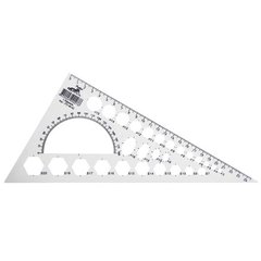 Треугольник 25 см, белый с шелкографией + транспортир и геометрические фигуры - 1