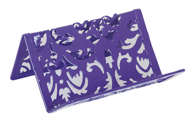 Подставка для визиток, BAROCCO, металлическая, фиолетовая - 1