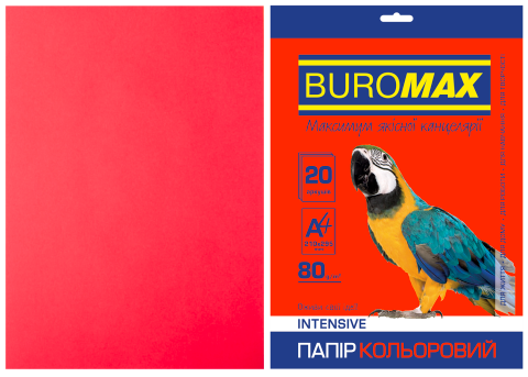 Бумага цветная INTENSIVE, красная, 20 л., А4, 80 г/м&sup2; - 2
