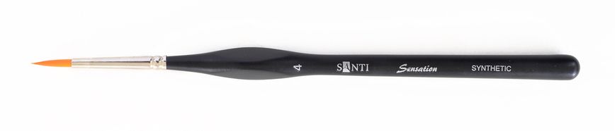 Кисть художественная синтетика "Santi Sensation", короткая ручка с изгибом, круглая, №4 - 1