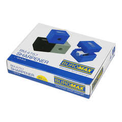Чинка CUBE, RUBBER TOUCH, 1 отв., контейнер, пласт. корпус, асорті кольорів - 1