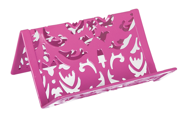 Подставка для визиток, BAROCCO, металлическая, розовая - 1