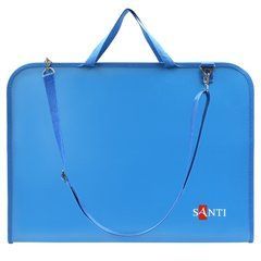 Папка-портфель SANTI А3 для ескізів з тканинними ручками синя пластик - 1