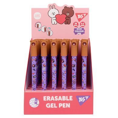 Ручка гелева пиши-стирай Yes Line Friends Brown 0,5 мм синя - 3