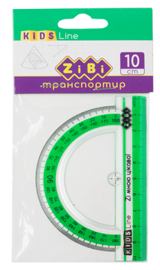 Транспортир 100мм, с салатовой полоской, блистер, KIDS Line - 2