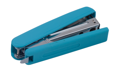 Степлер пластиковый, RUBBER TOUCH, 12 л., (скобы №10), 107х25х54 мм, синий - 4