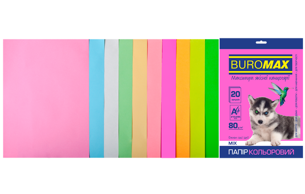 Набір кольорового паперу PASTEL+NEON, 10 кол., 20 арк., А4, 80 г/м² - 1