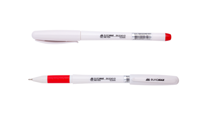 Ручка гелева SYMPHONY, 0,5 мм, гум. грип, червоні чорнила - 1