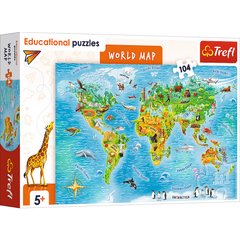 Пазли навчальні - (104 елм.) "Карта світу" / Англійська версія - 1
