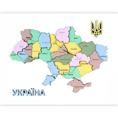 Набор Карта Украины 3D пастельные цветах ДВП/МДФ 30,5х37,5см ROSA TALENT - 1