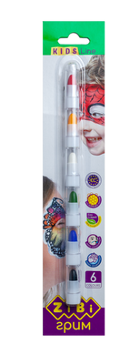 Олівці для гриму обличчя та тіла , 6 кольорів стандарт, KIDS Line - 1