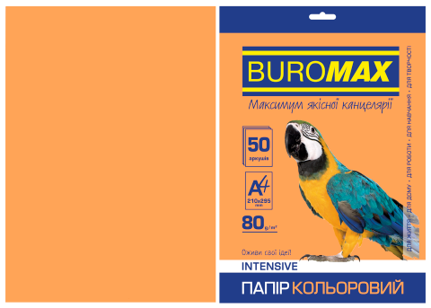 Бумага цветная INTENSIVE, оранж., 50 л., А4, 80 г/м&sup2; - 2