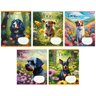 Тетрадь школьная 1B Floral dog А5 12 листов клетка - 6