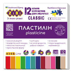 Пластилін CLASSIC 12 кольорів, 240г, KIDS Line - 1
