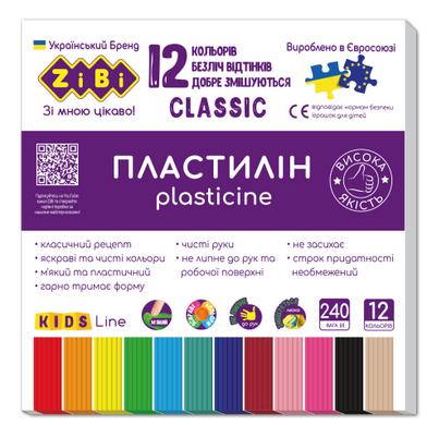 Пластилин CLASSIC 12 цветов, 240г, KIDS Line - 2